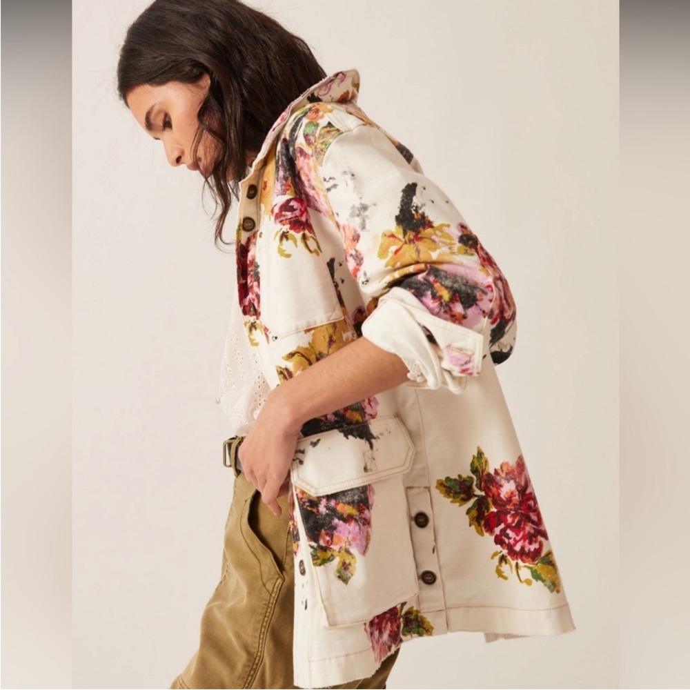 Anthropologie Pilcro Cotton Floral Car Coat/Jacket, 1X, NWT
